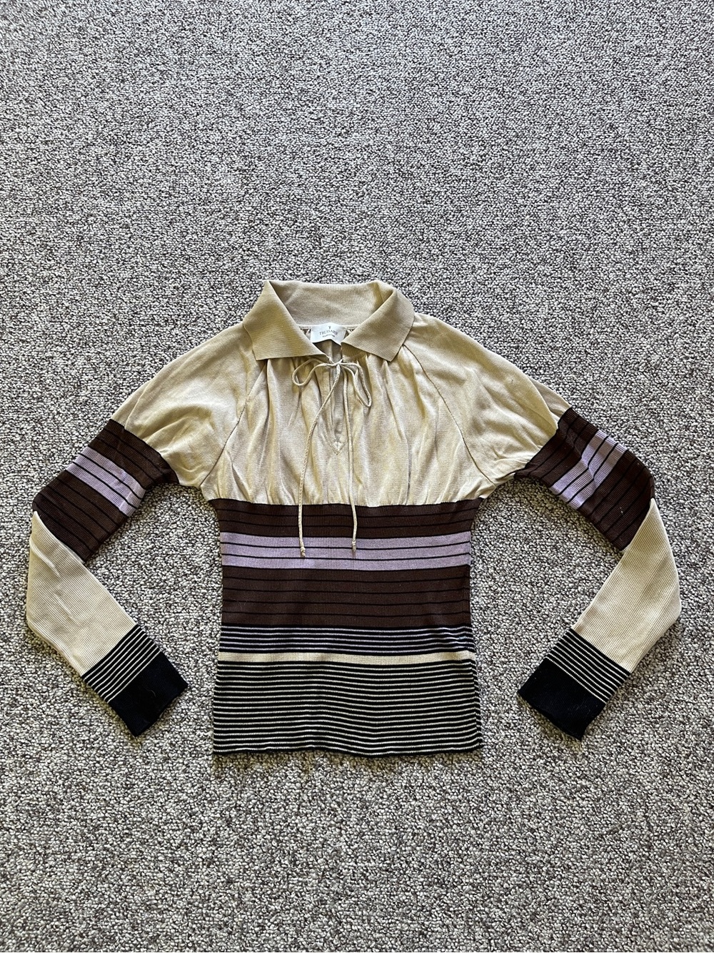 Vintage Trussardi Made in Italy Cotton Striped Knit Rugby Sweater Top XS